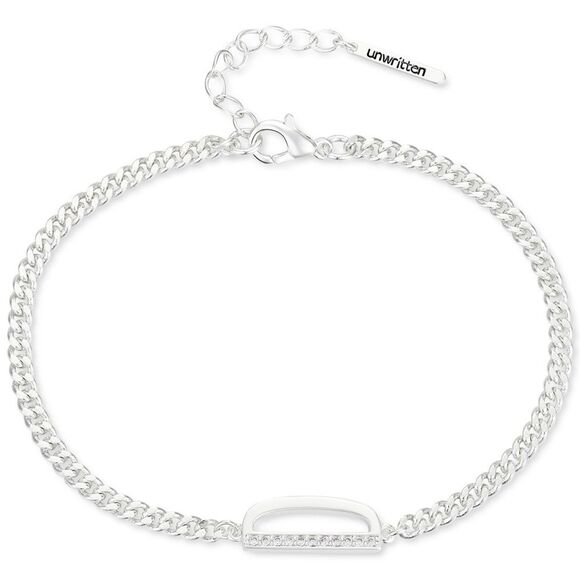 Unwritten Silver Bracelet with “D” letter and cubic zirconia - Picture 1 of 3